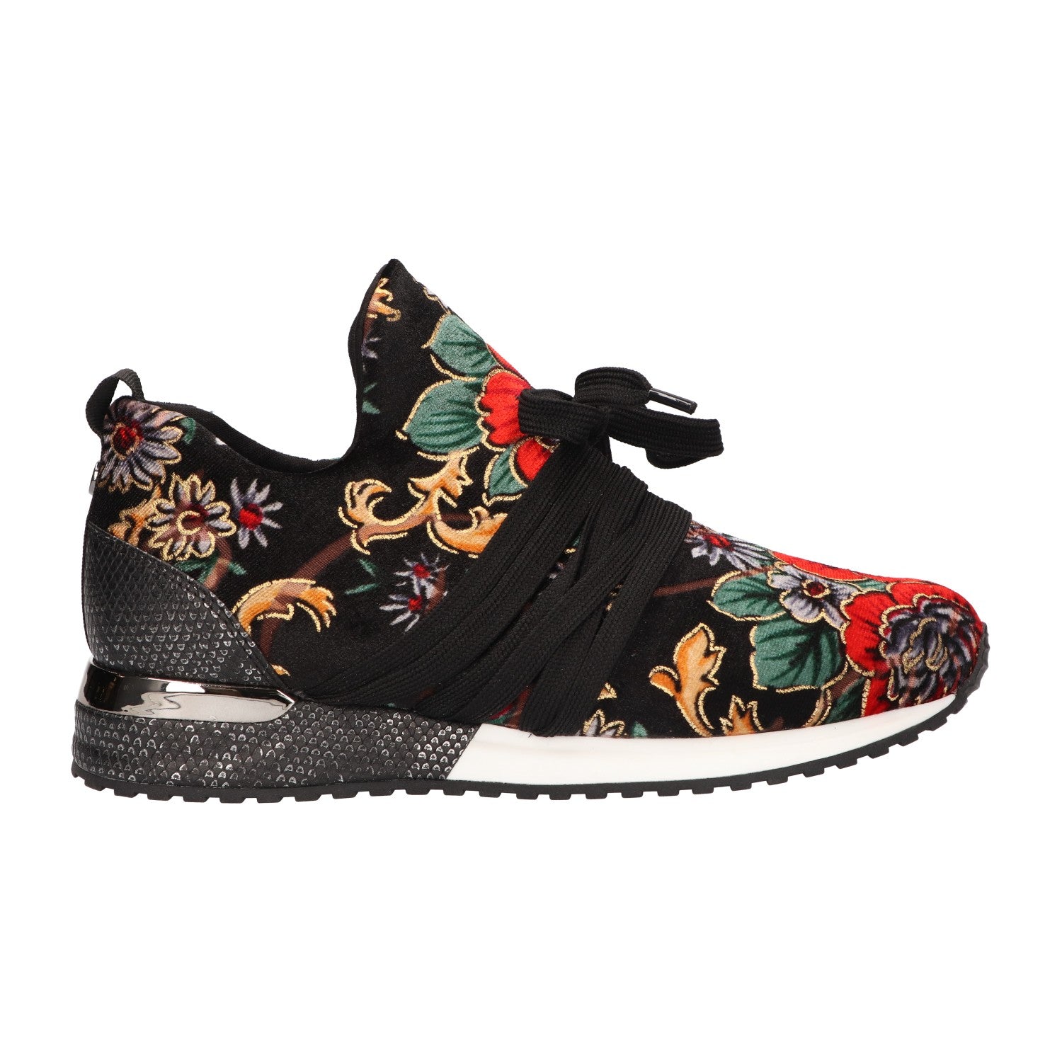 Sneaker velvet zwart/rood