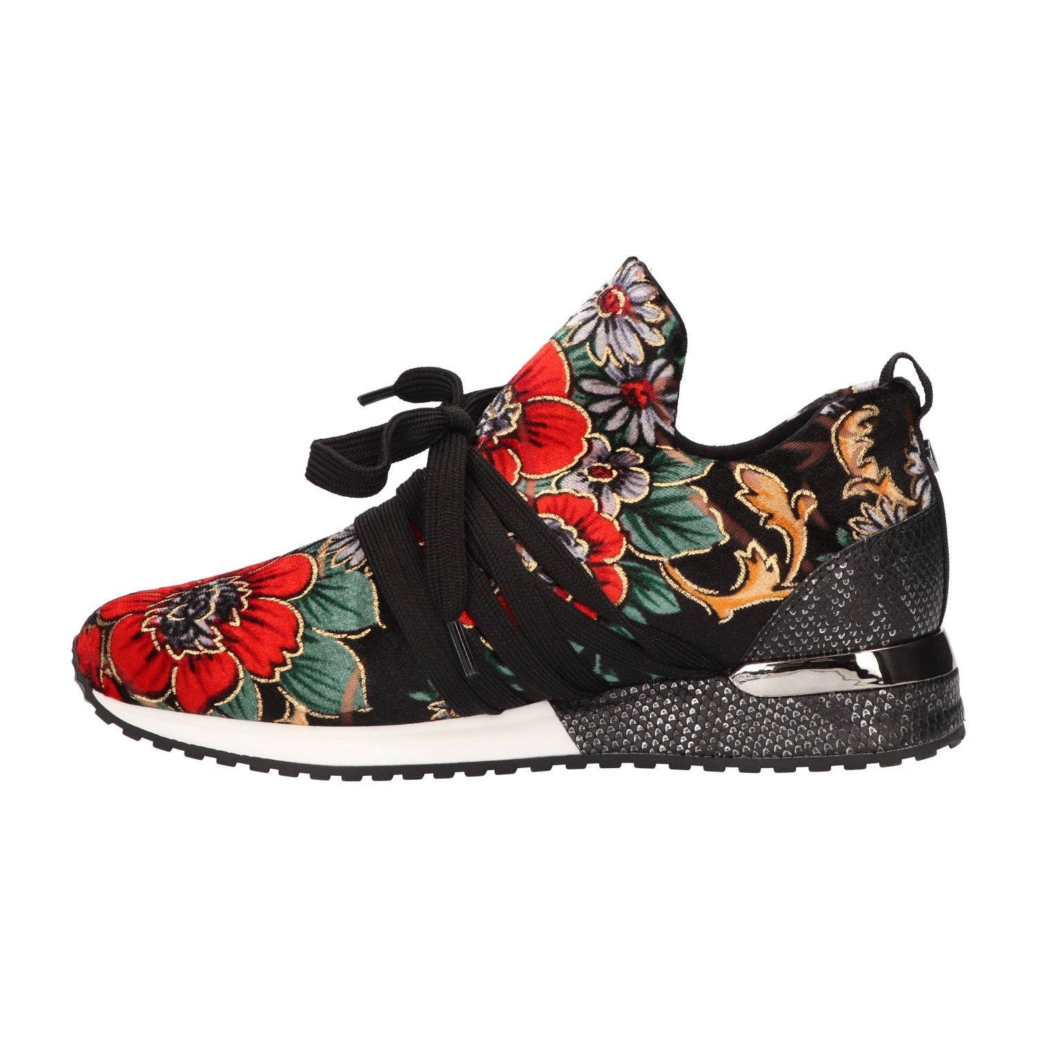 Sneaker velvet zwart/rood