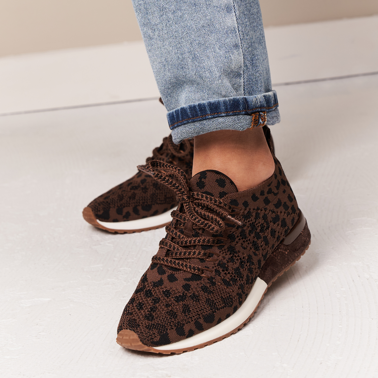 Sneaker leopard knitted