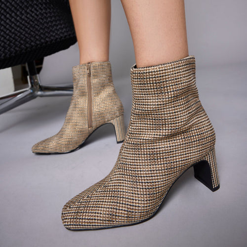 Enkellaars beige textiel