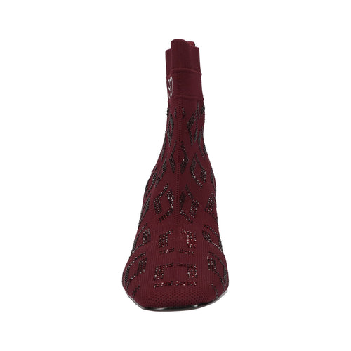 Enkellaars bordeaux knitted