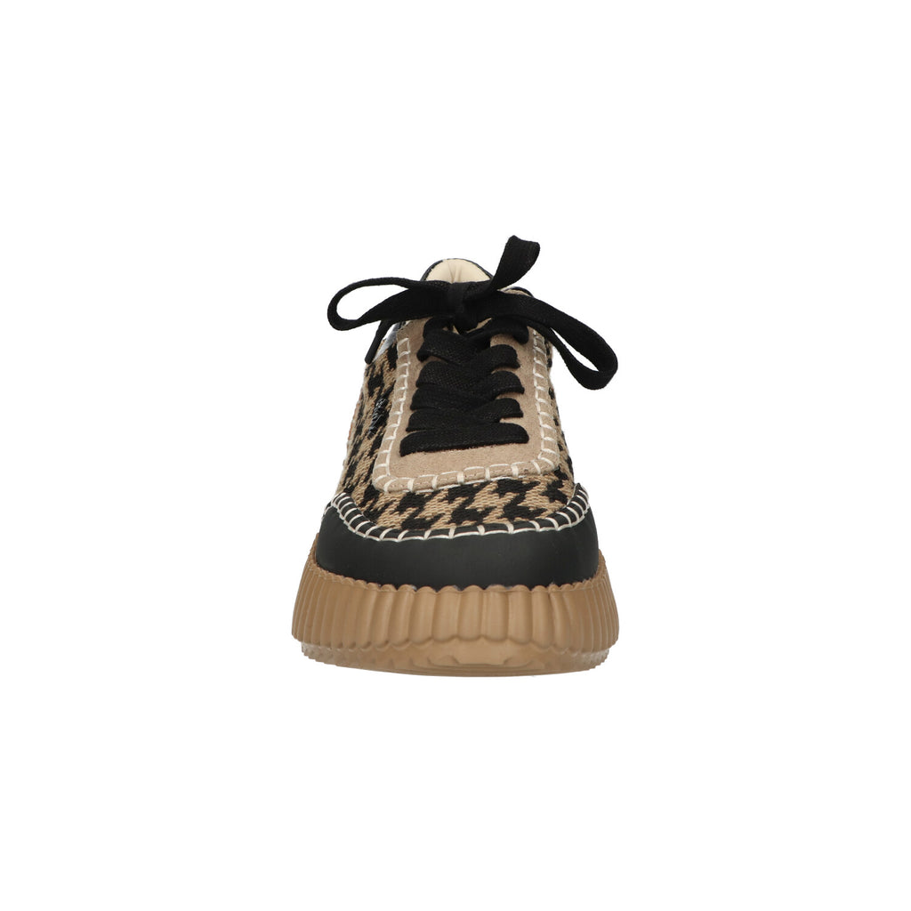 Sneaker zwart beige textiel