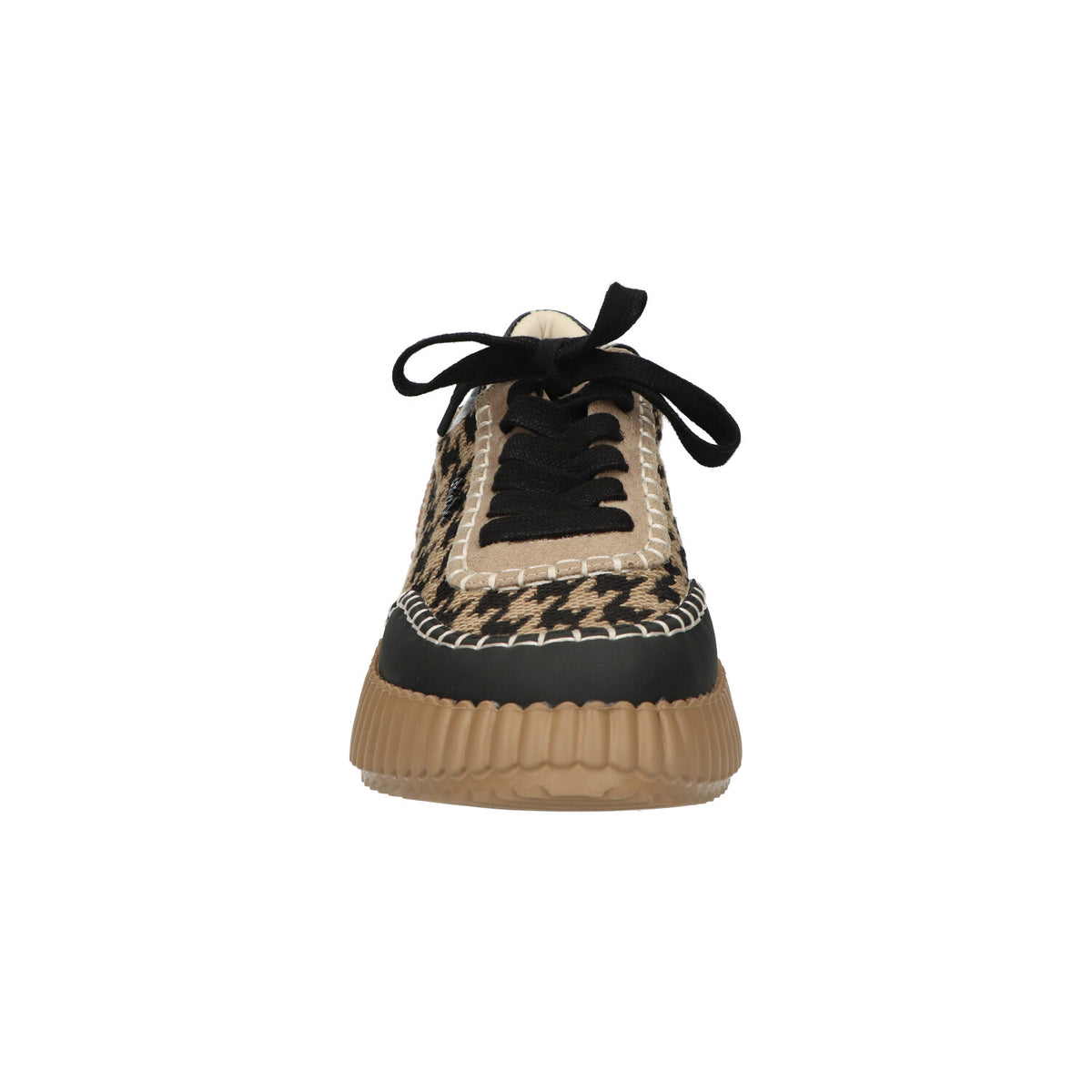 Sneaker zwart beige textiel