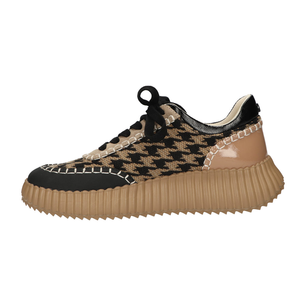Sneaker zwart beige textiel