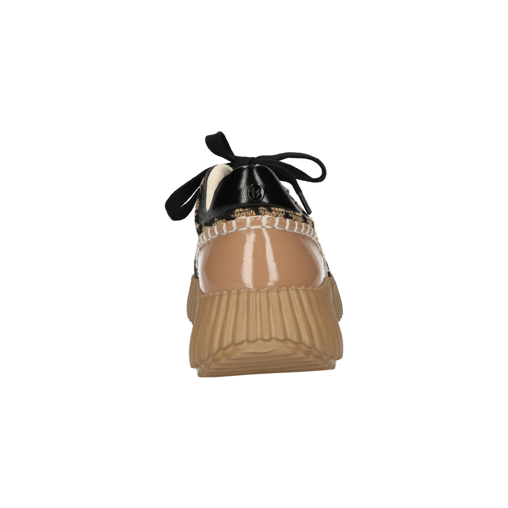 Sneaker zwart beige textiel