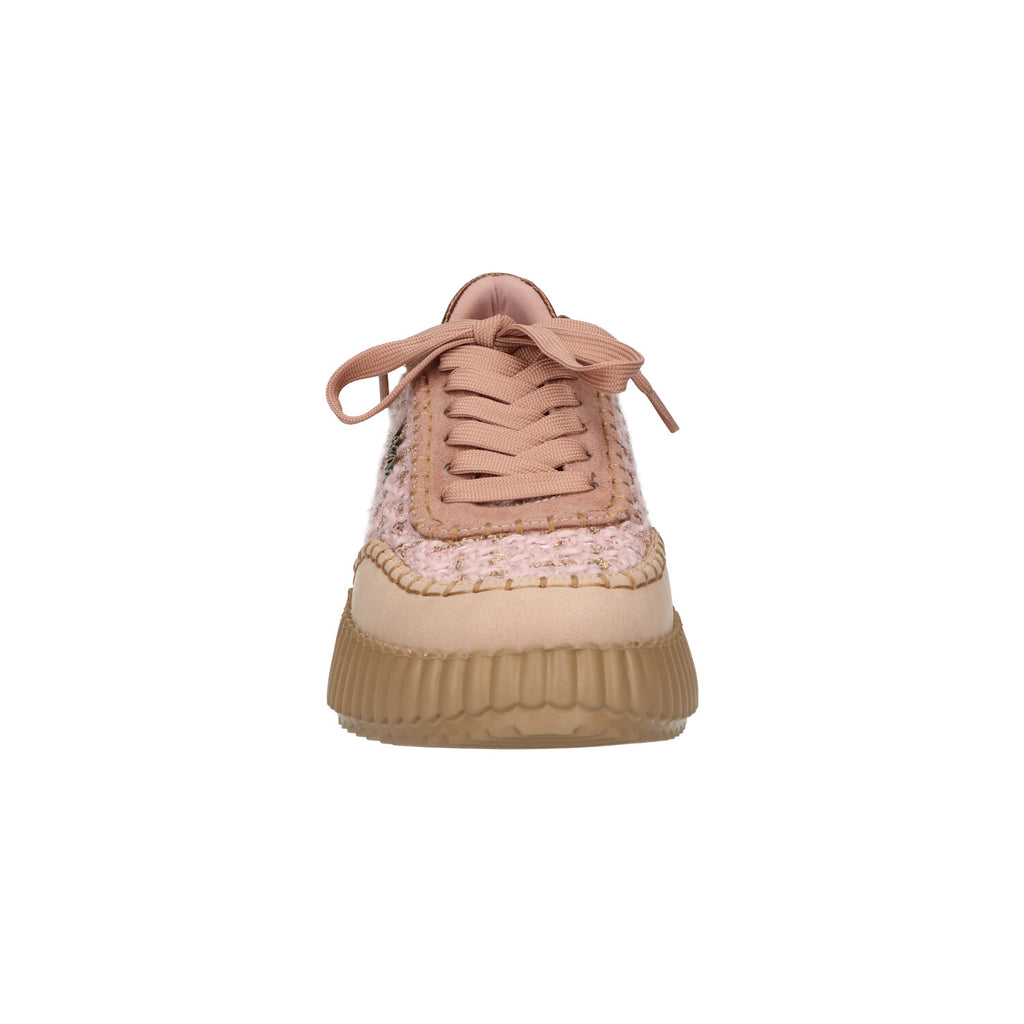Sneaker roze beige textiel