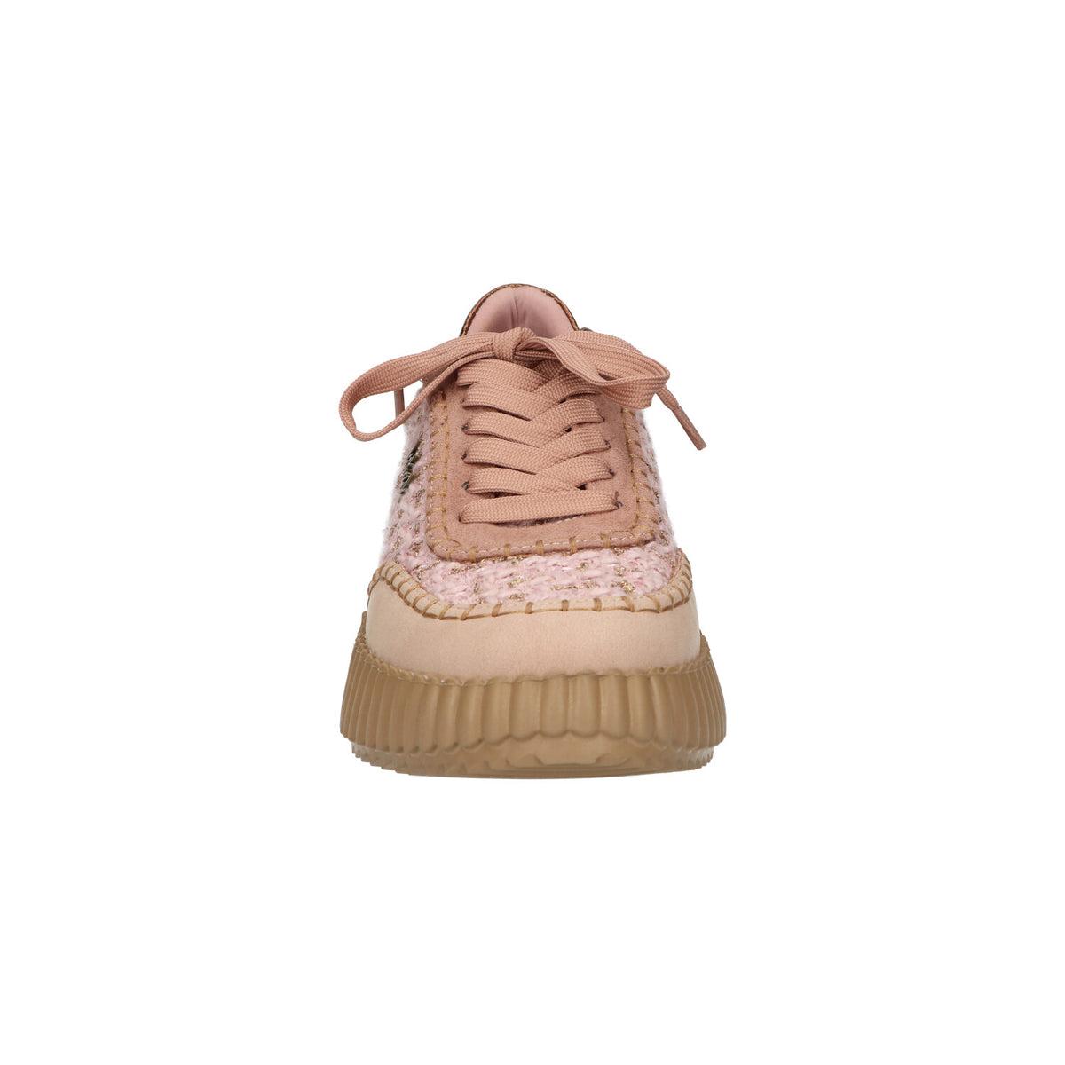 Sneaker roze beige textiel