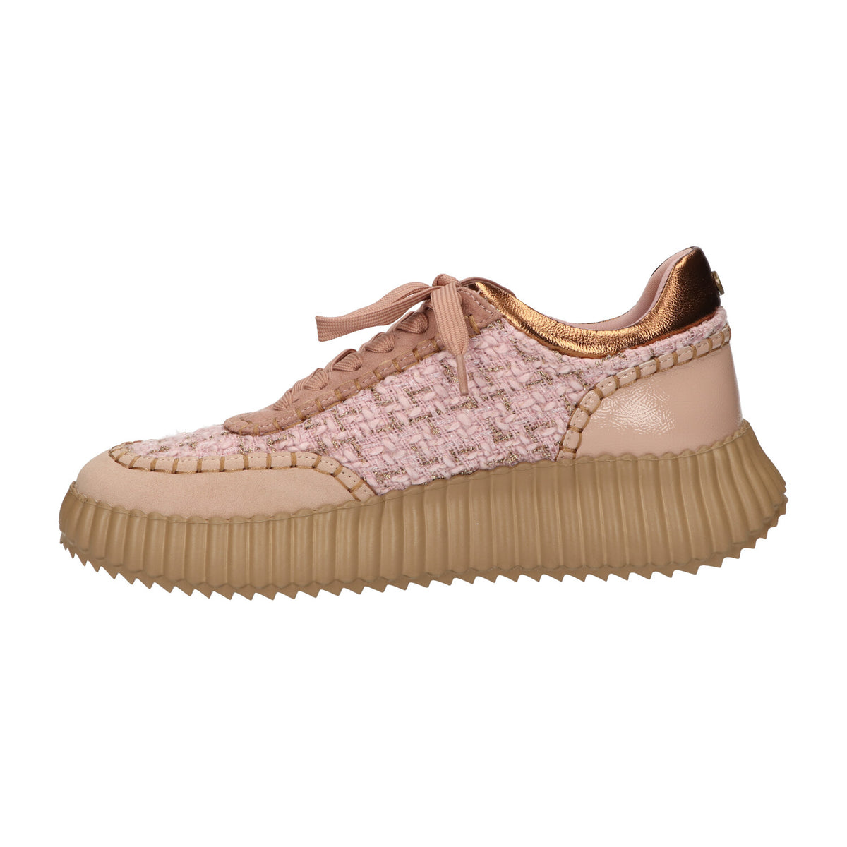 Sneaker roze beige textiel