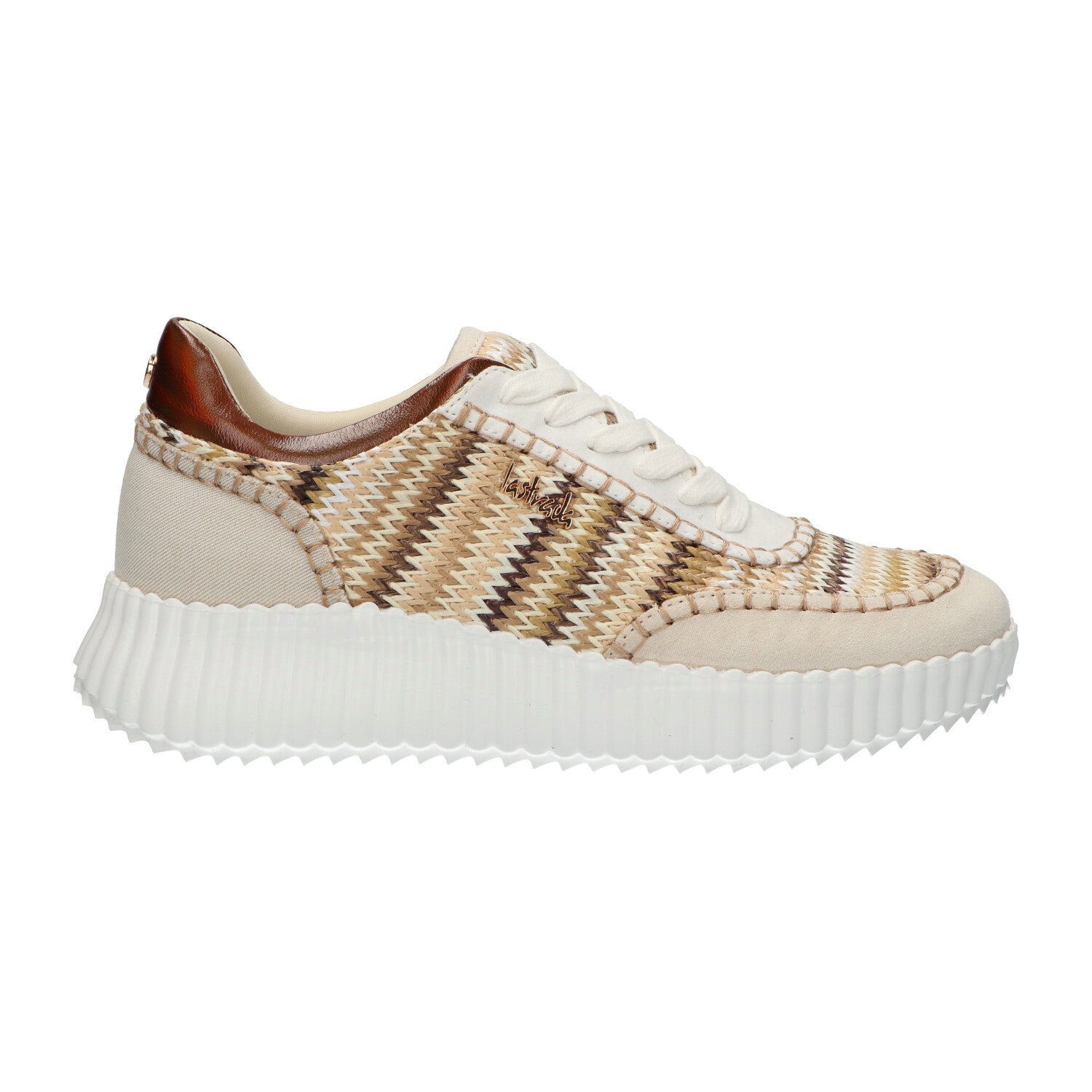 Sneaker beige multi textiel