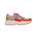 Sneaker met steentjes oranje roze textiel