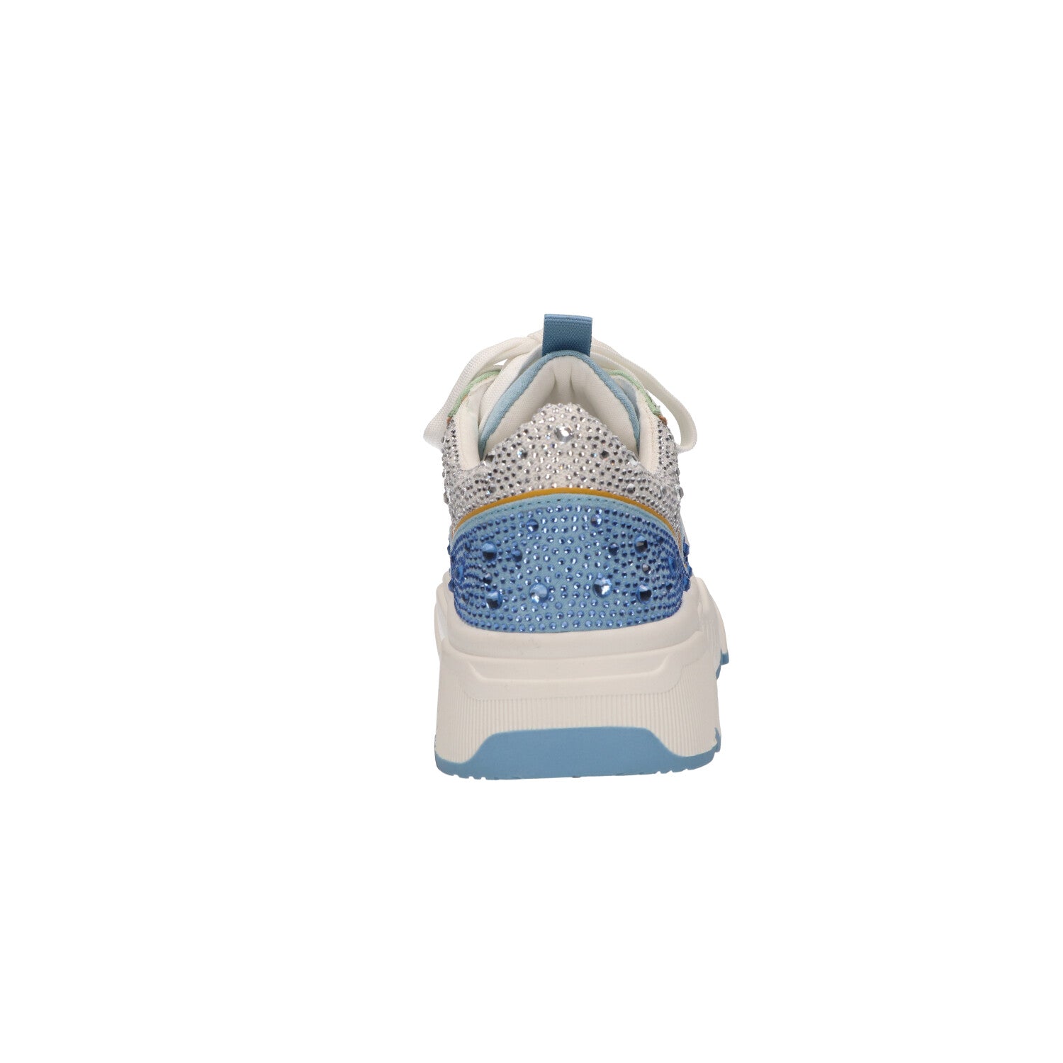 Sneaker met steentjes lichtblauw textiel