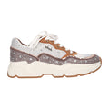 Sneaker met steentjes taupe textiel