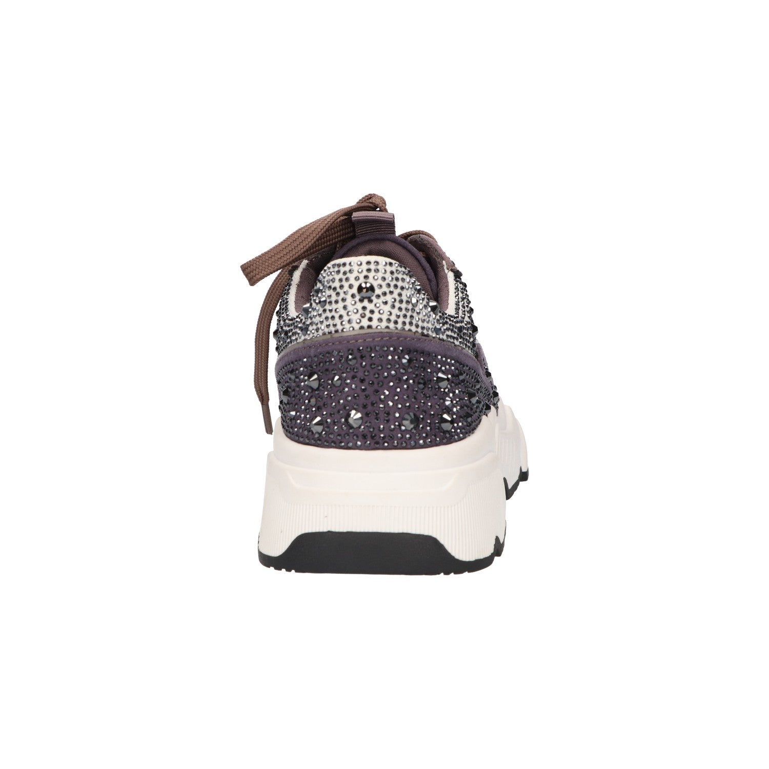 Sneaker met steentjes grijs textiel