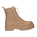 Bootie met steentjes beige suede