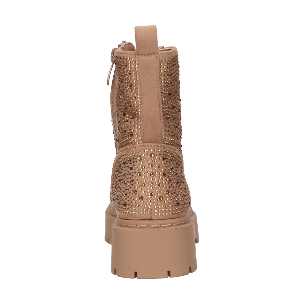 Bootie met steentjes beige suede