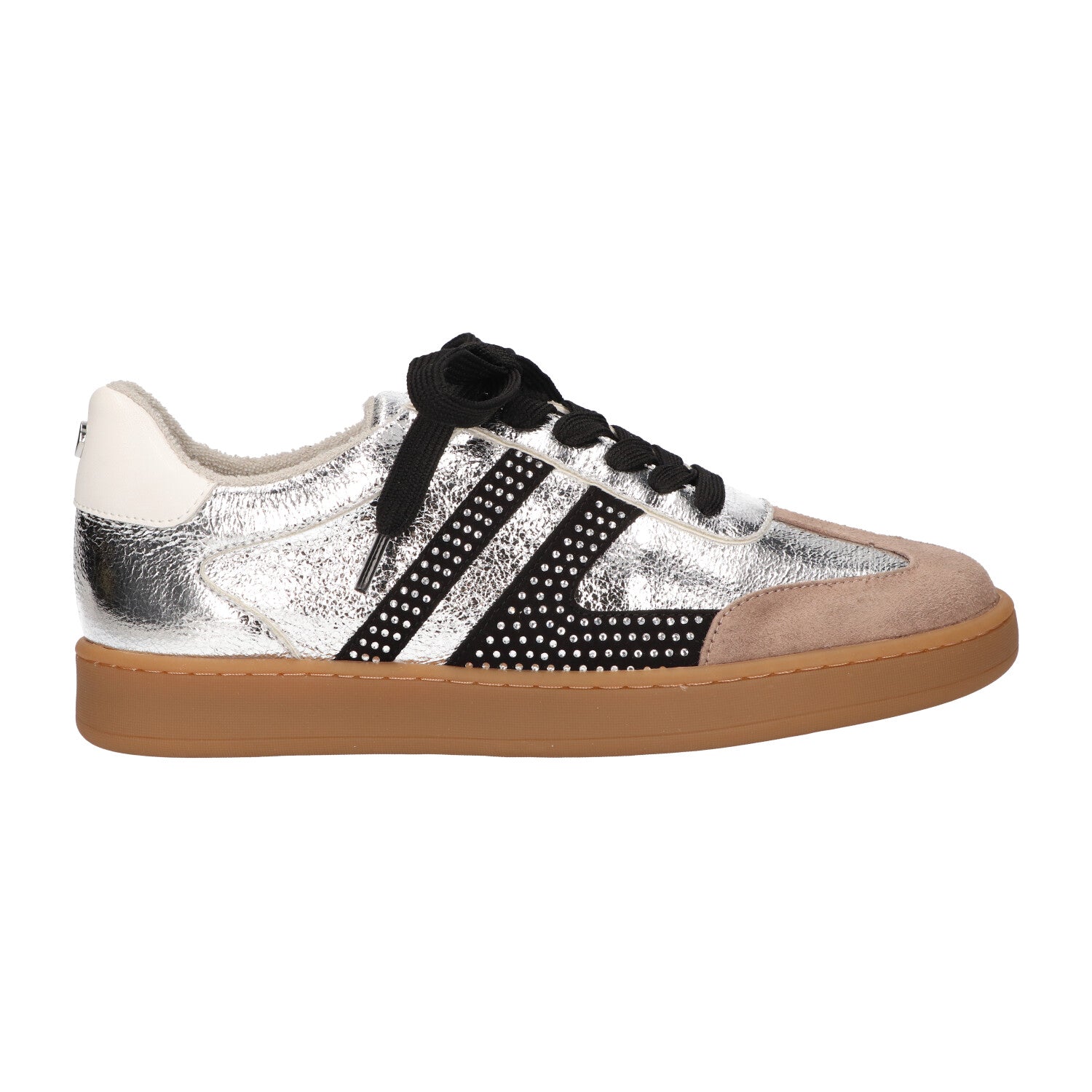 Sneaker zilver zwart synthetisch