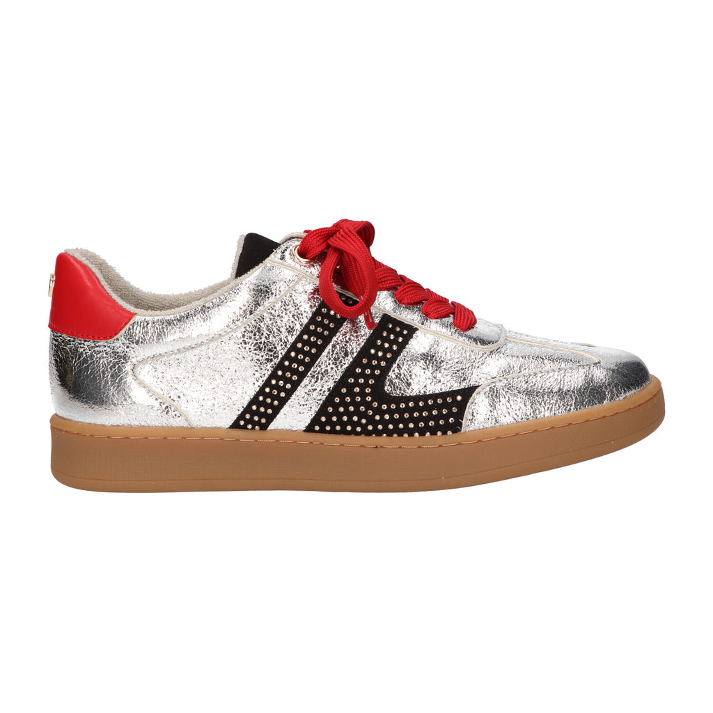 Sneaker zilver rood synthetisch