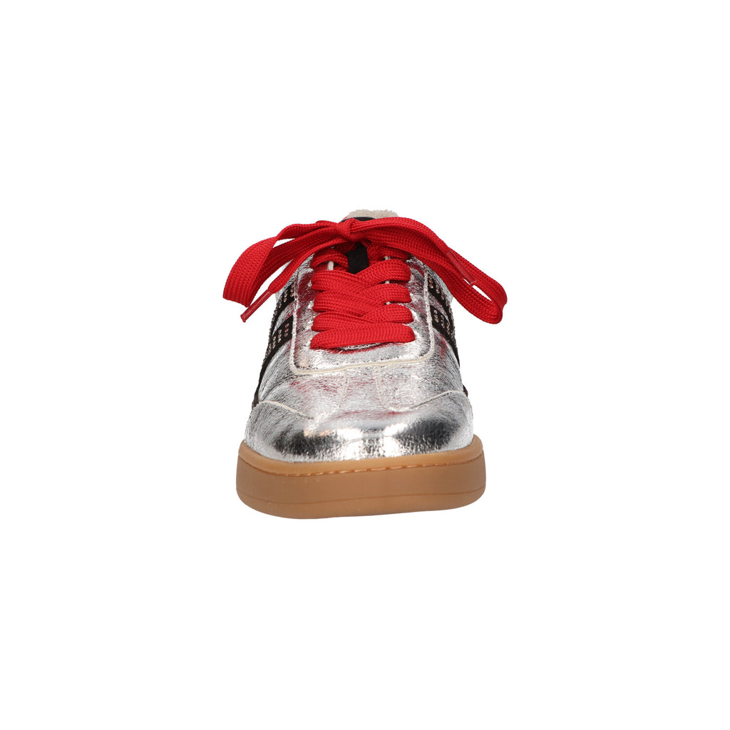 Sneaker zilver rood synthetisch