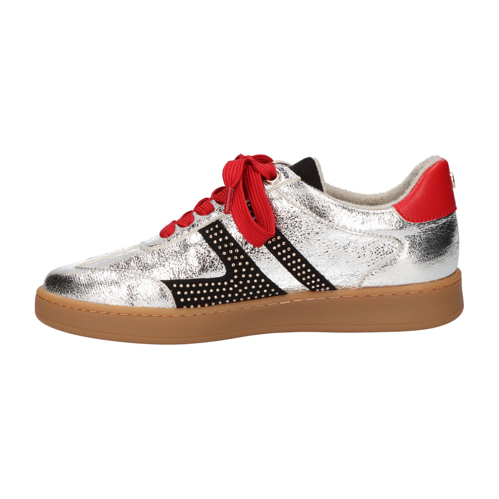 Sneaker zilver rood synthetisch
