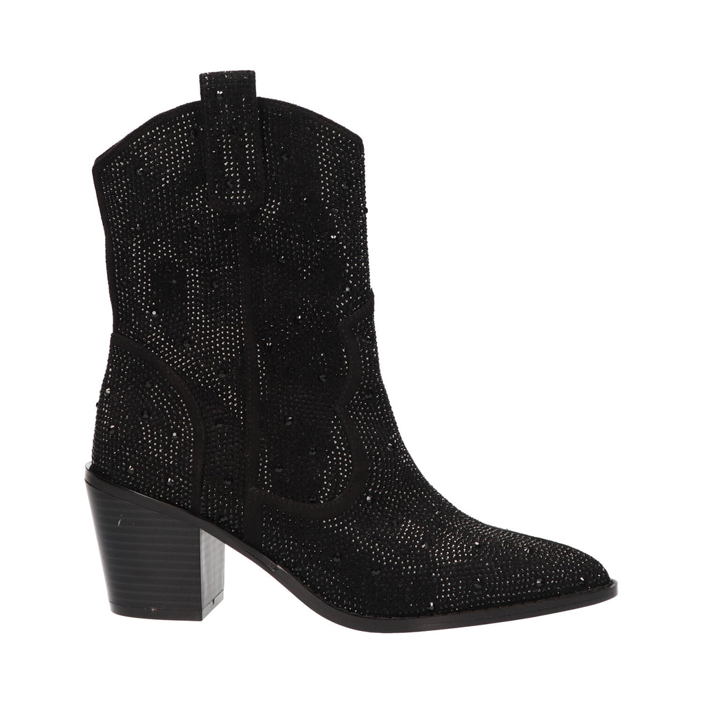 Western boot zwart textiel