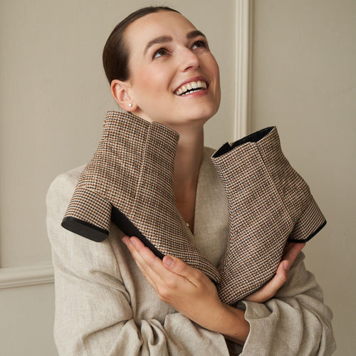 Enkellaars beige textiel