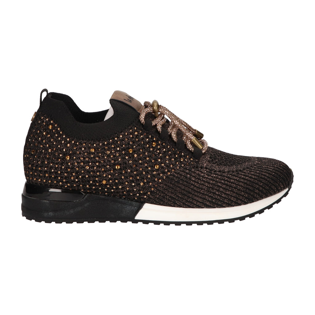 Sneaker brons zwart knitted