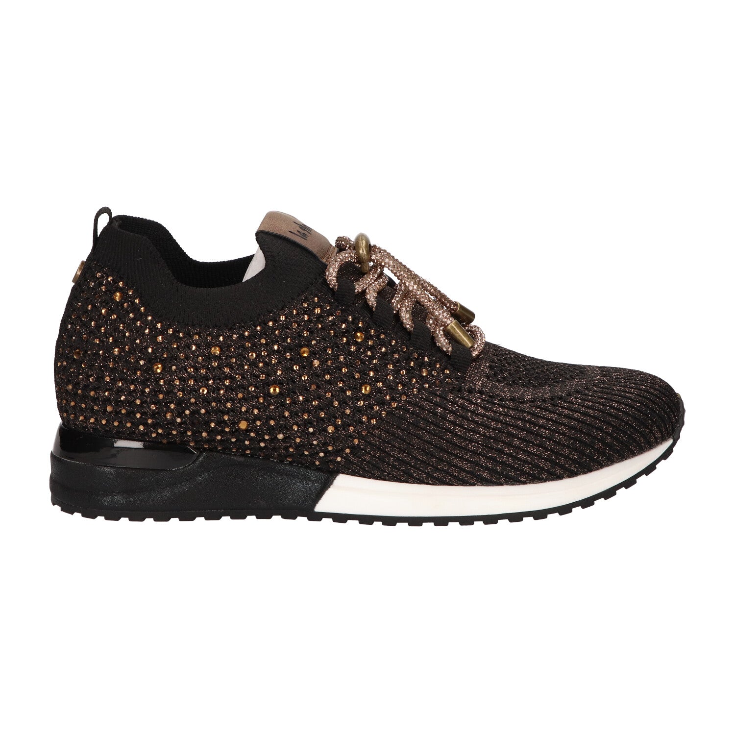 Sneaker brons zwart knitted