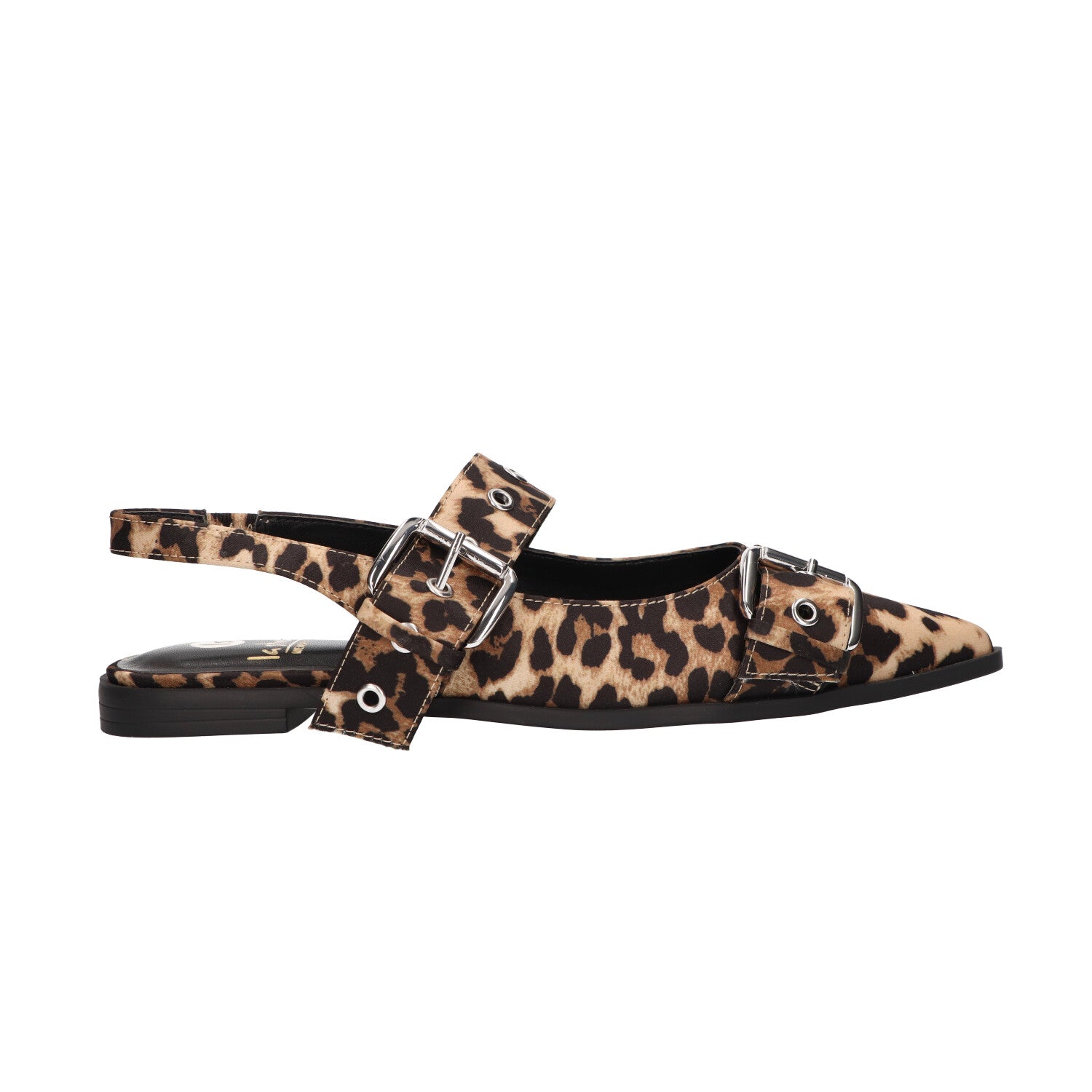 Slingback luipaard met gesp