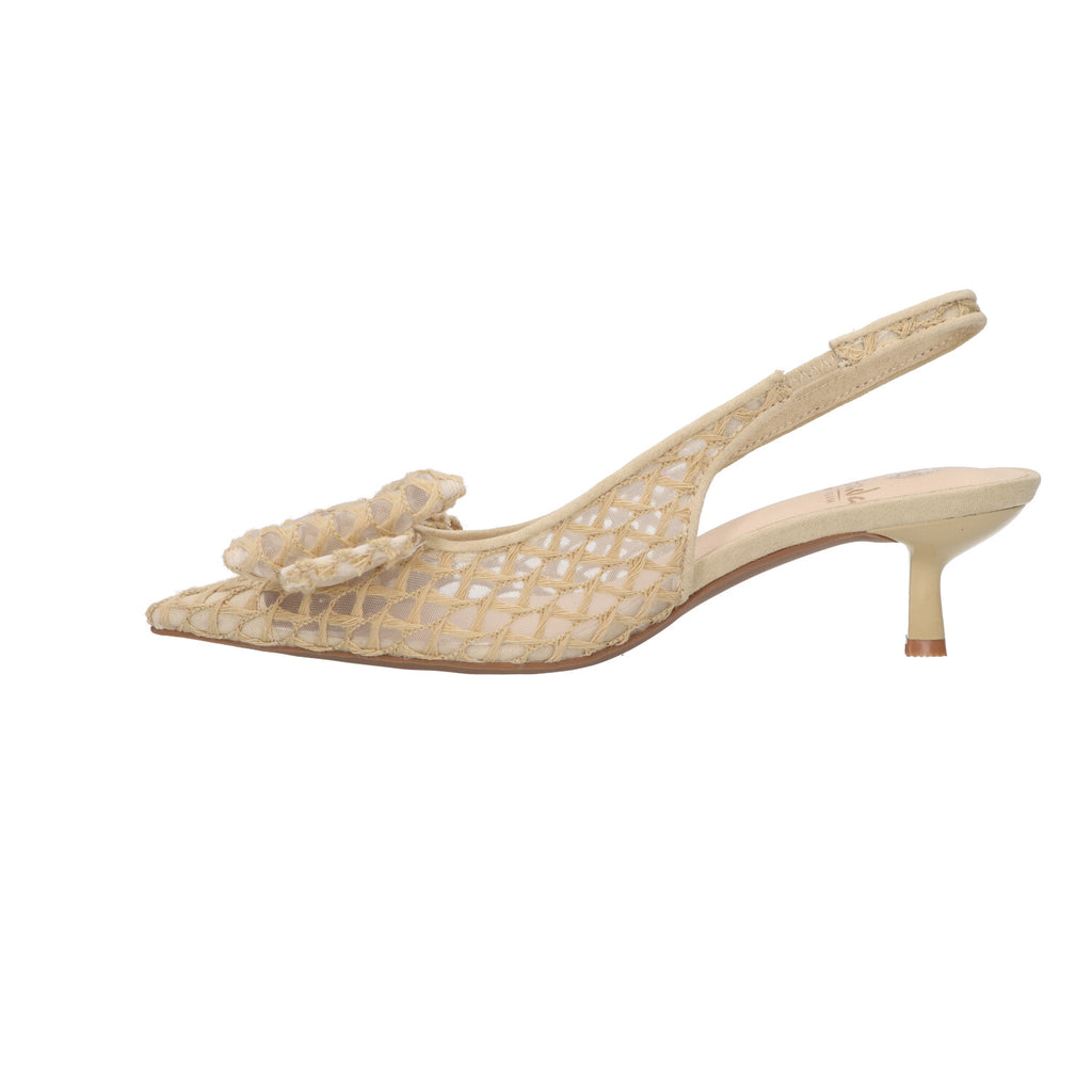 Slingback beige mesh met strik