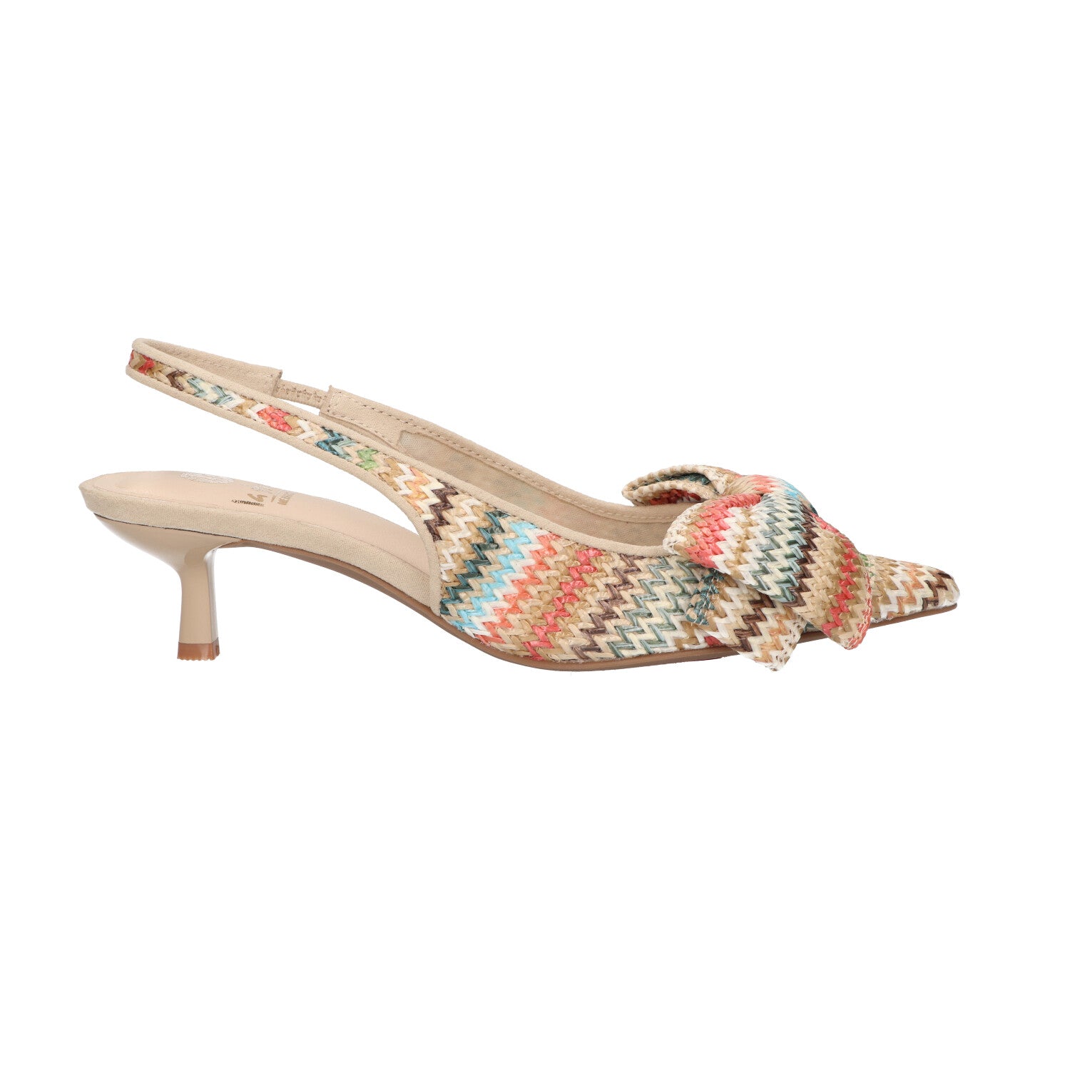 Slingback multicolor raffia met strik