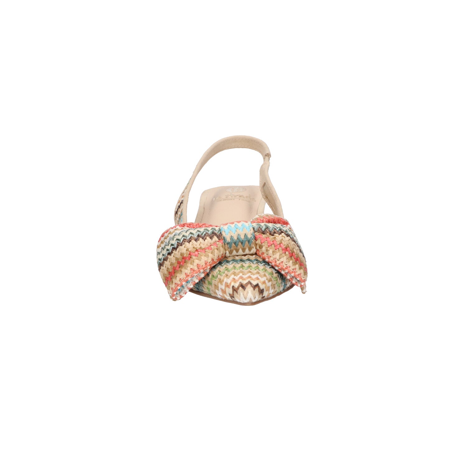 Slingback multicolor raffia met strik