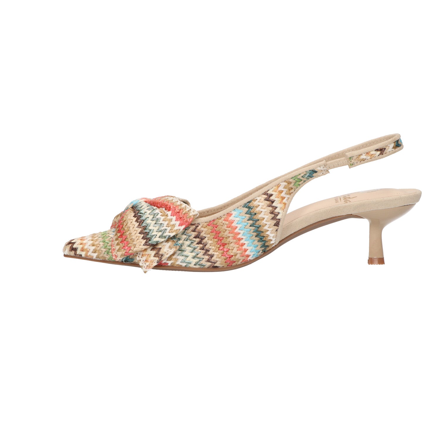 Slingback multicolor raffia met strik