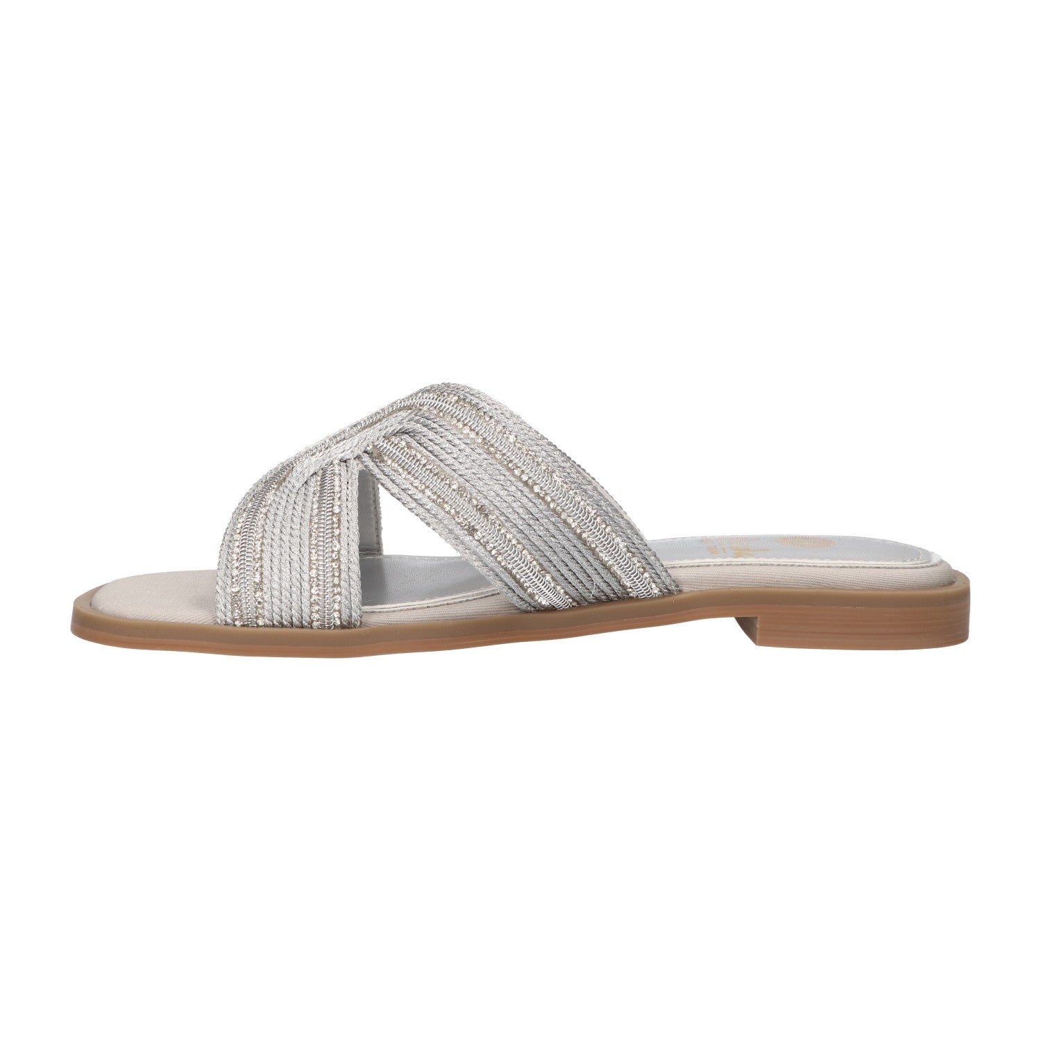 Slipper zilver textiel