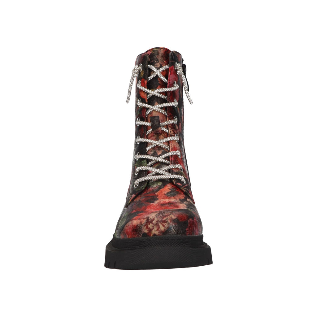 Zwarte veterboots met bloemenprint