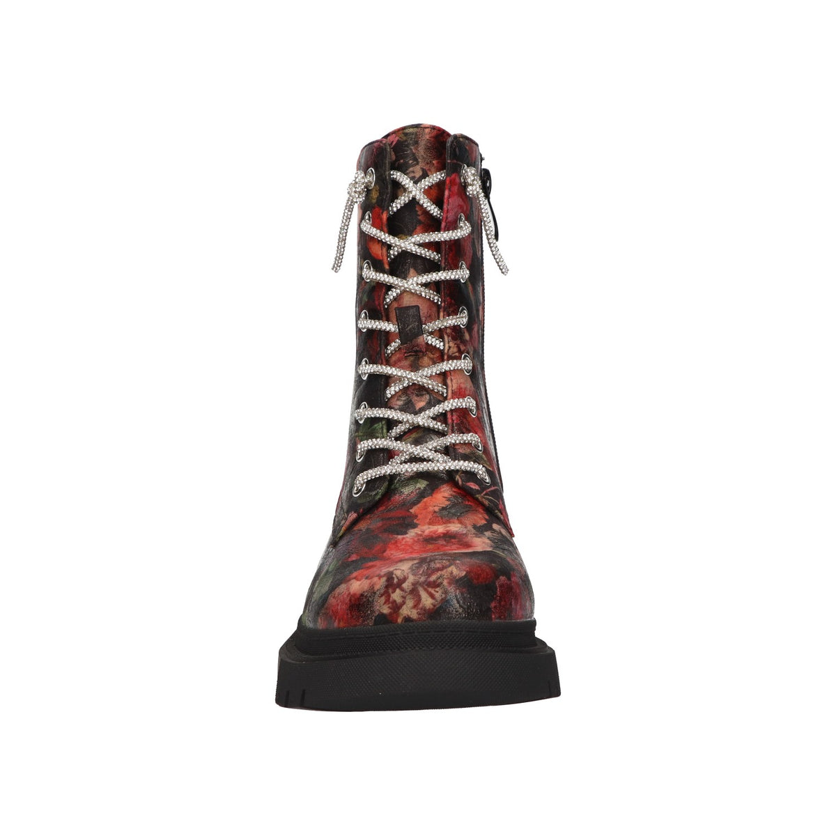 Zwarte veterboots met bloemenprint