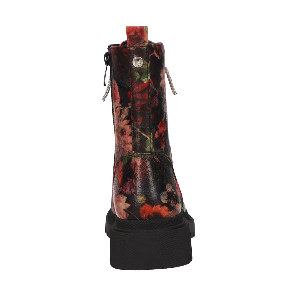 Zwarte veterboots met bloemenprint