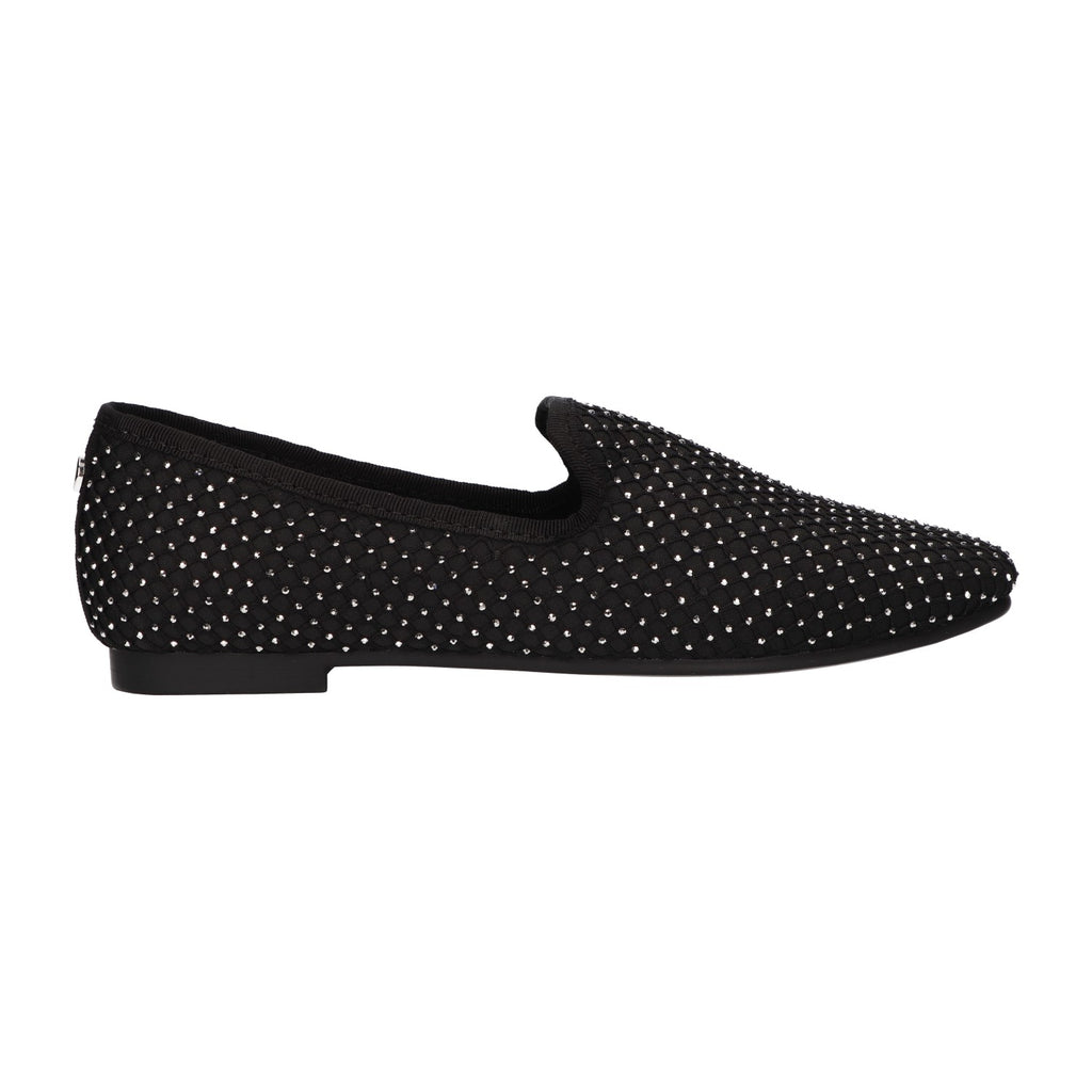 Loafer met steentjes zwart textiel