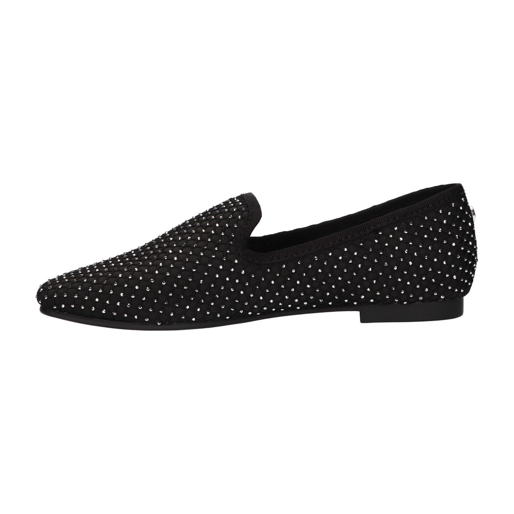 Loafer met steentjes zwart textiel