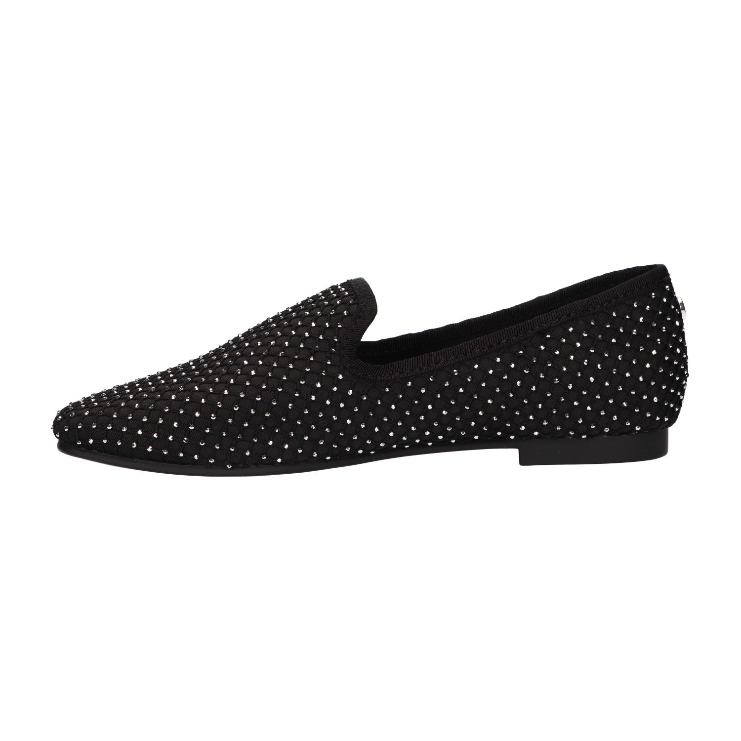 Loafer met steentjes zwart textiel