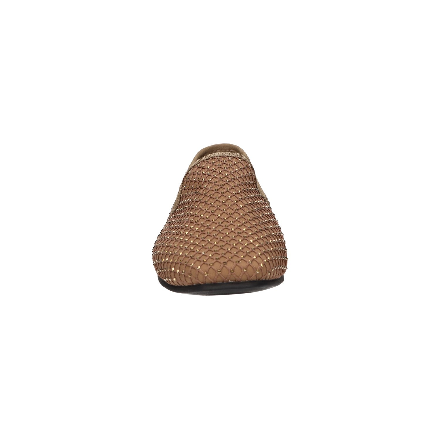 Loafer met steentjes bruin textiel