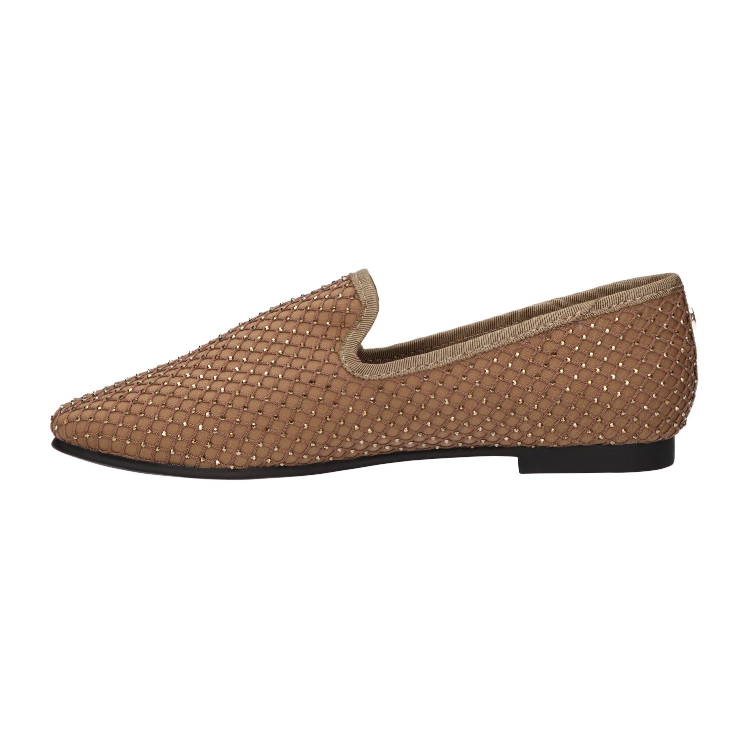 Loafer met steentjes bruin textiel