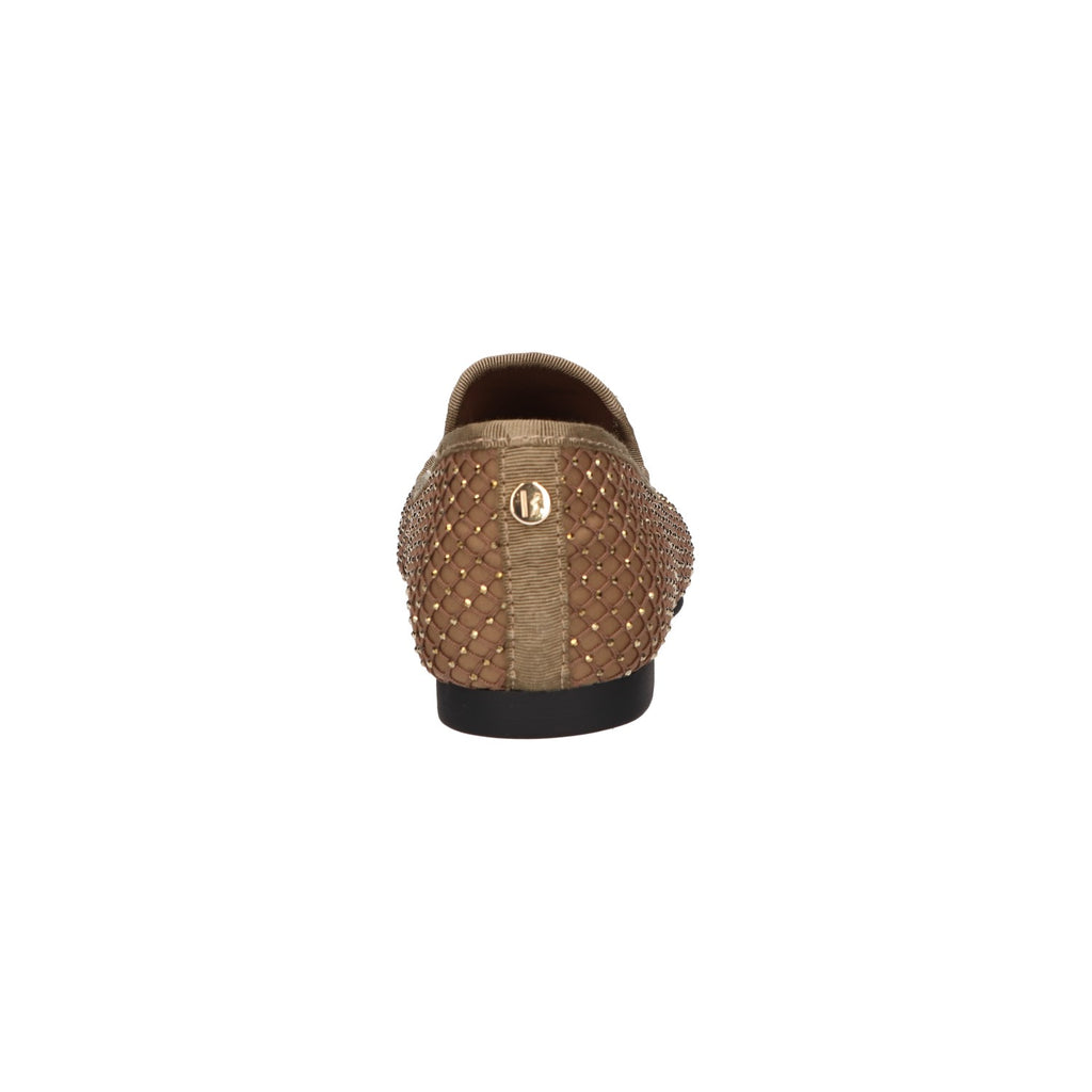 Loafer met steentjes bruin textiel