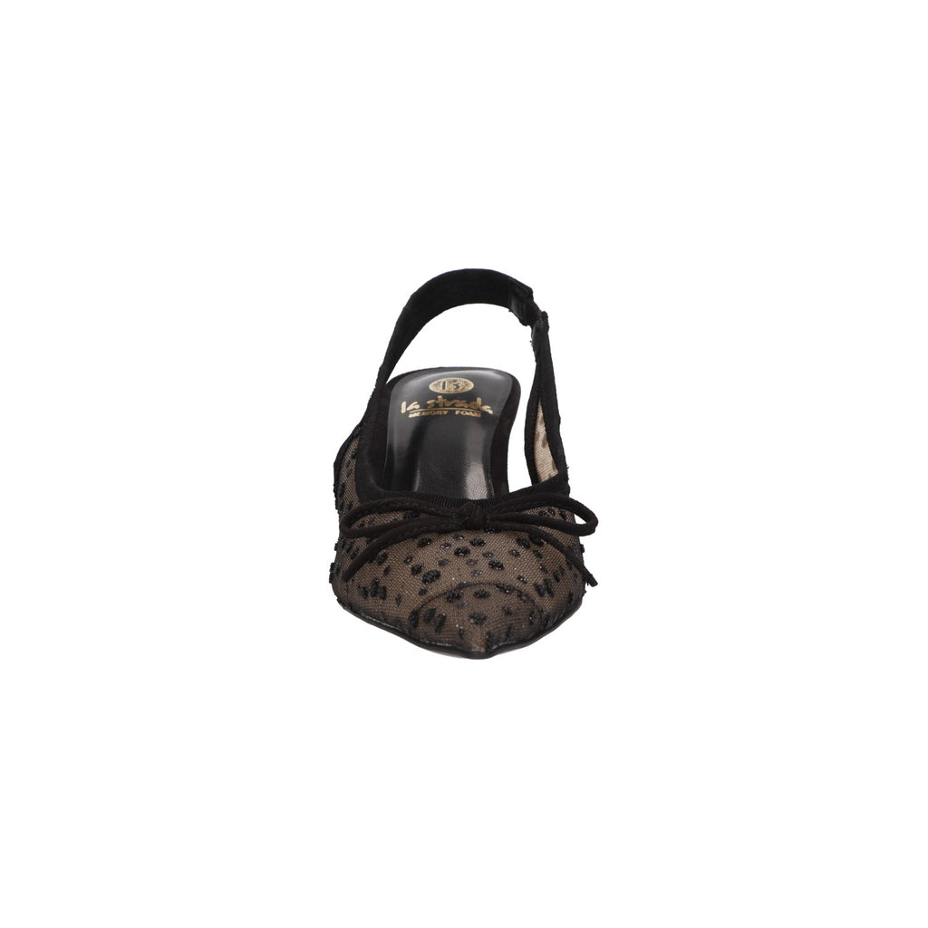 Slingback met glitter zwart mesh