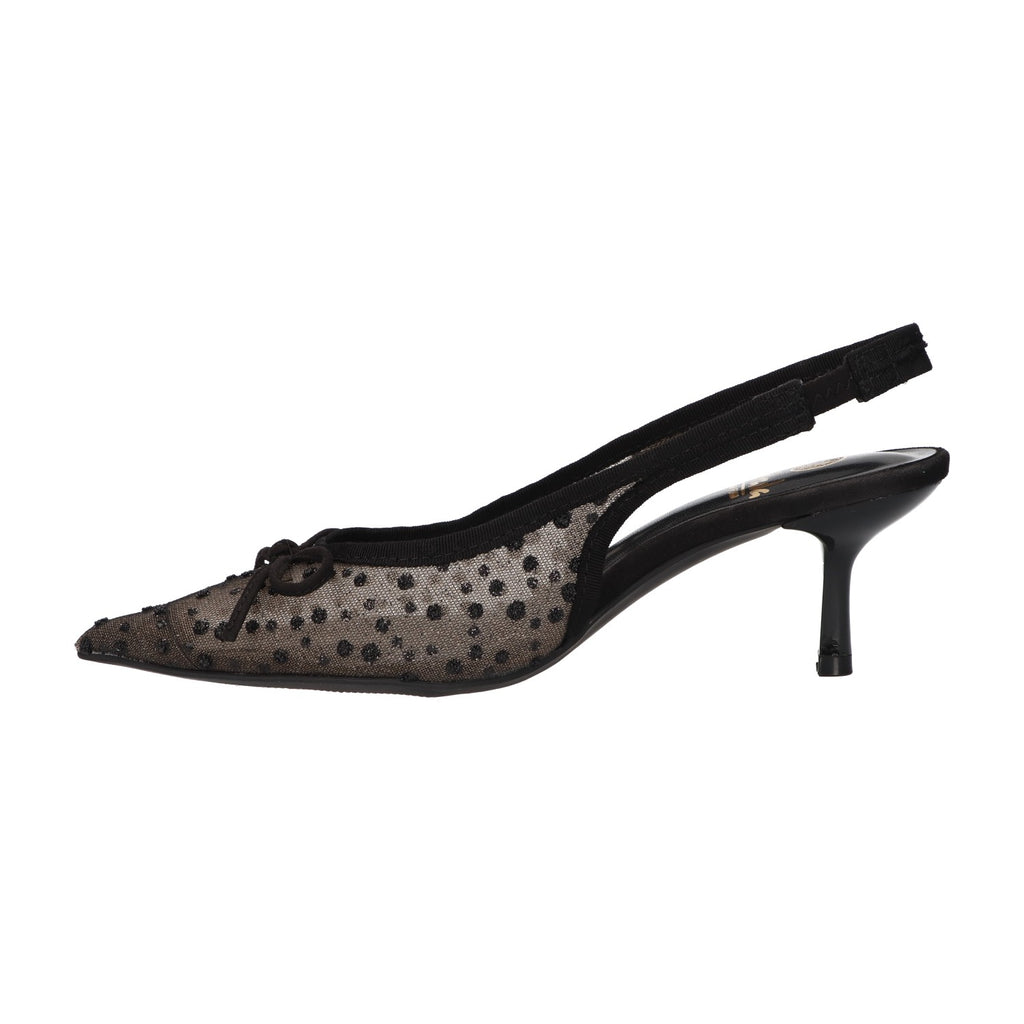 Slingback met glitter zwart mesh
