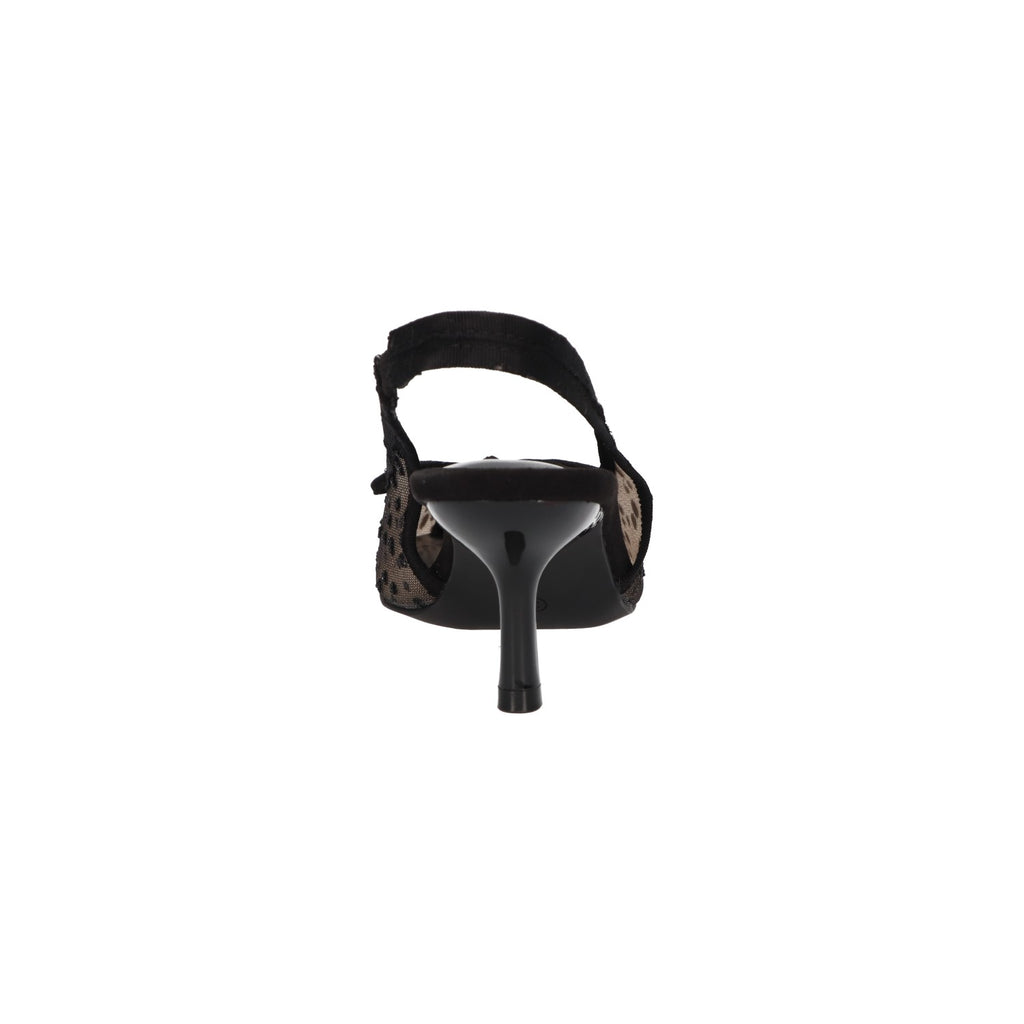 Slingback met glitter zwart mesh