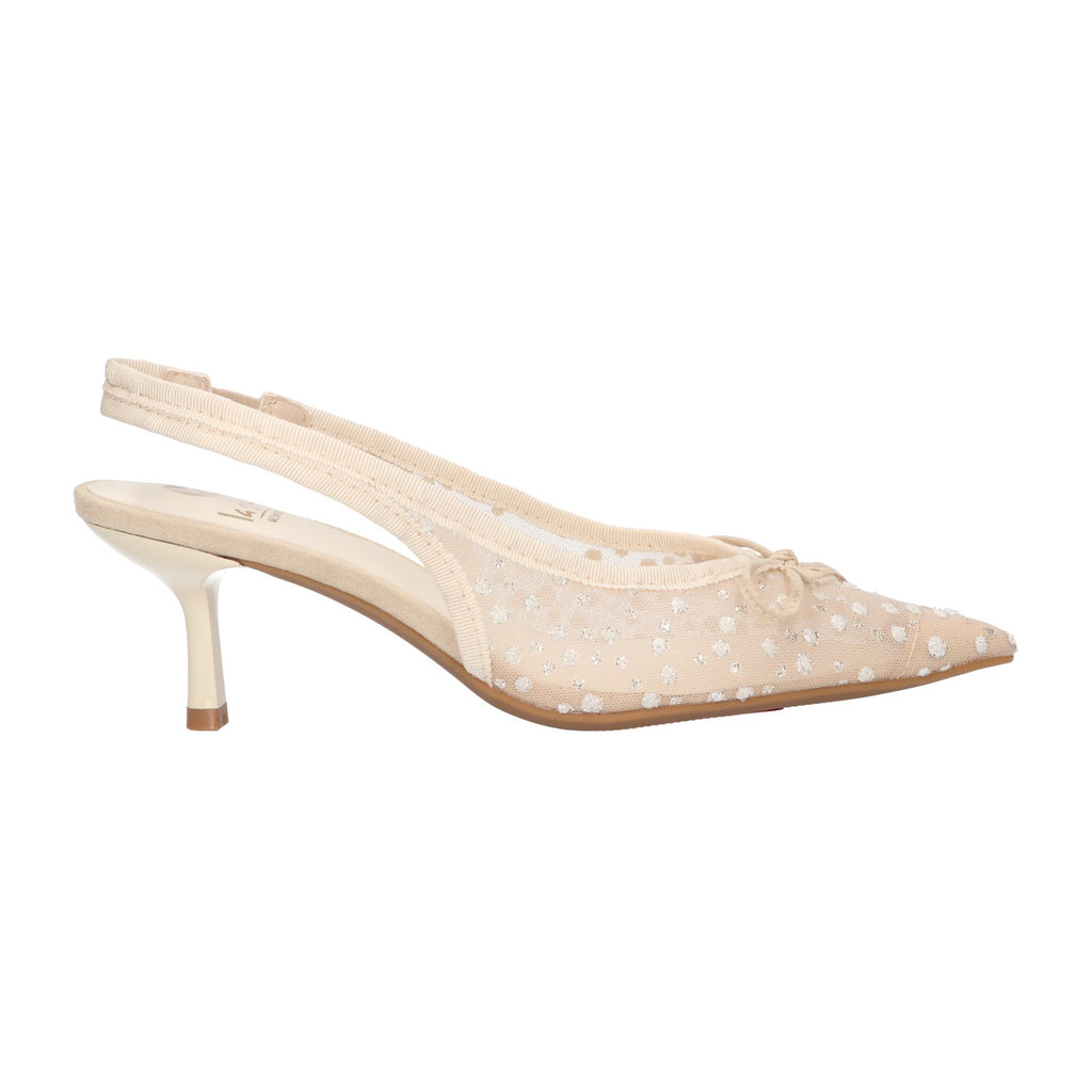 Slingback met glitter wit mesh