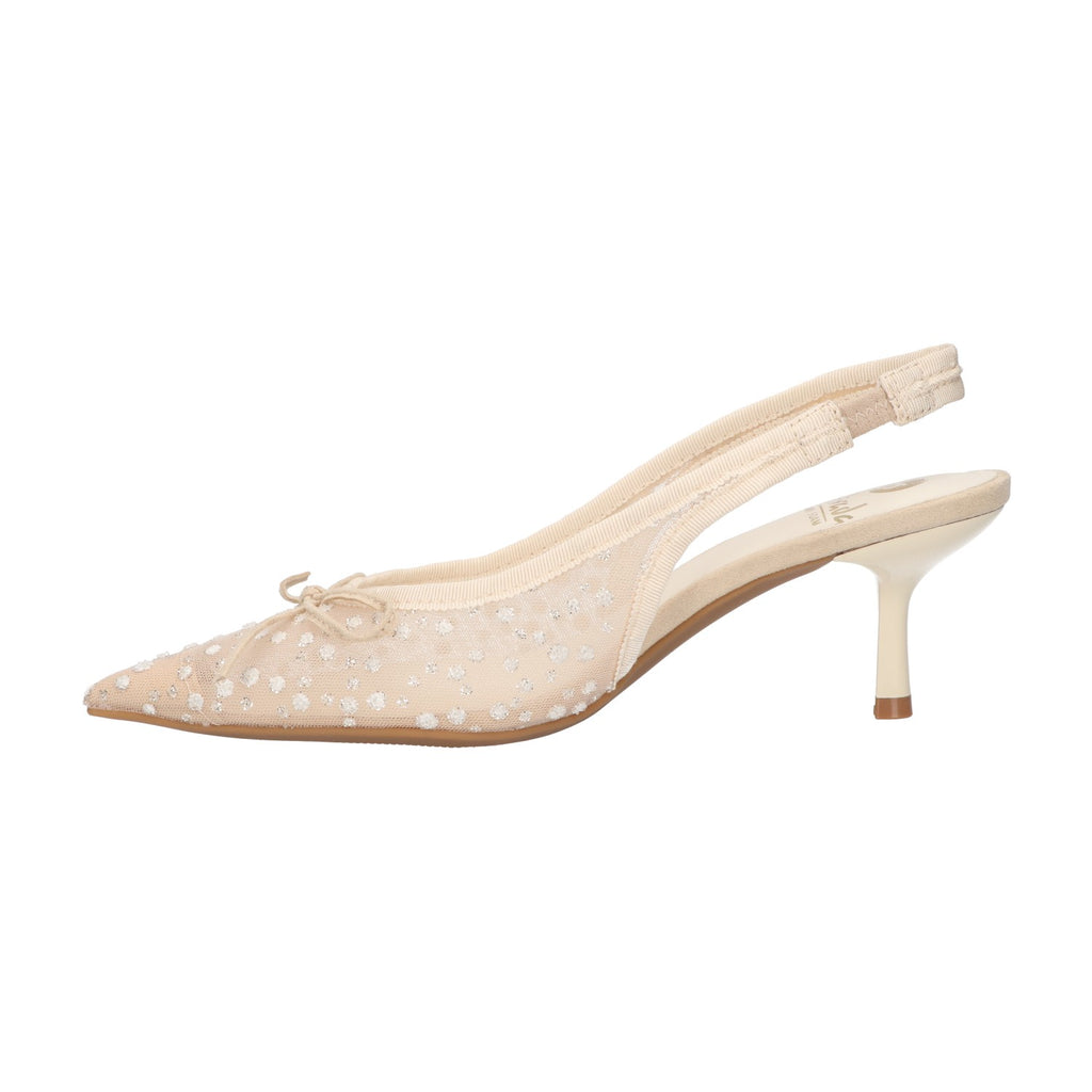 Slingback met glitter wit mesh