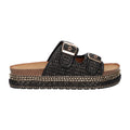 Platform slipper zwart textiel