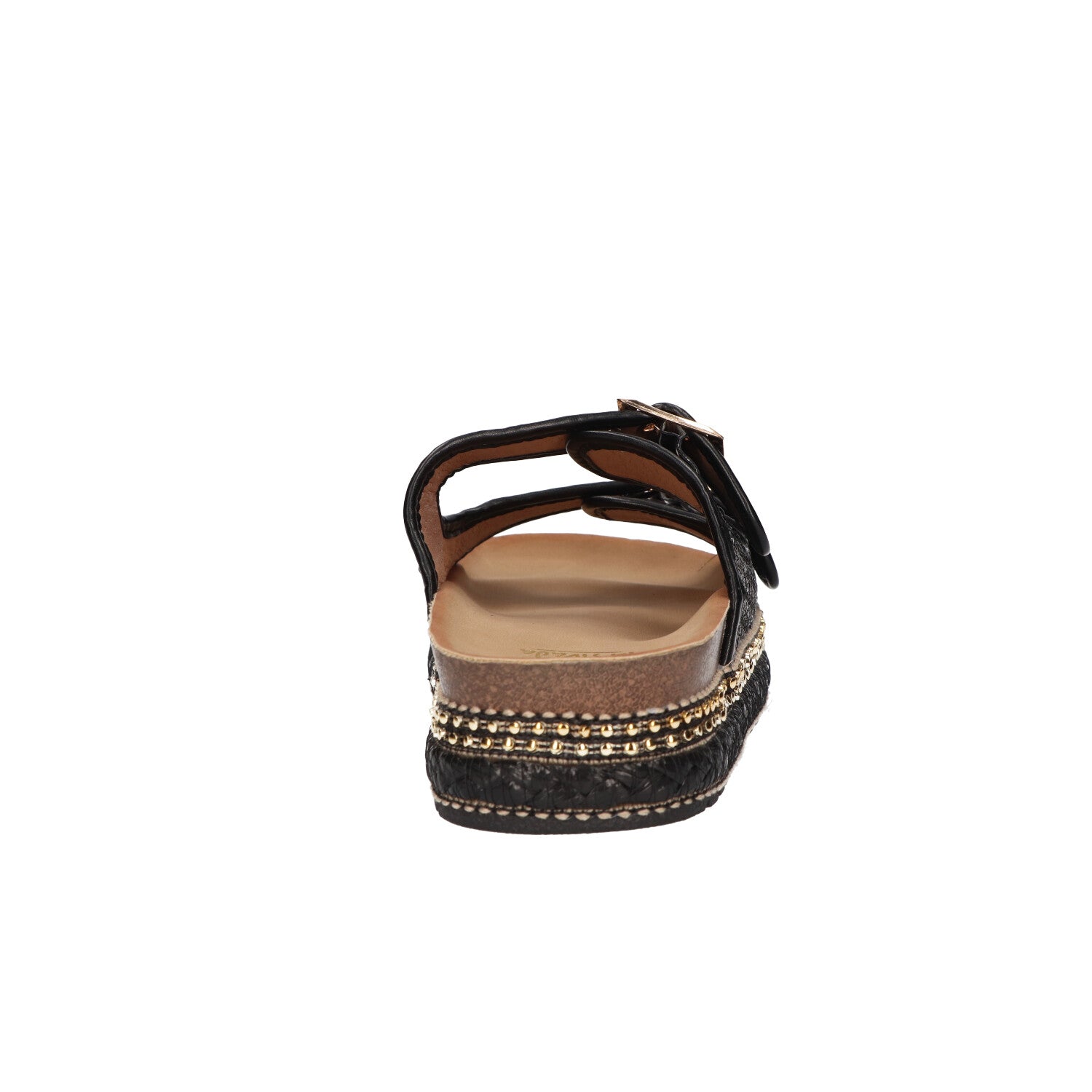 Platform slipper zwart textiel