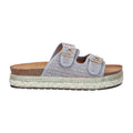 Platform slipper lichtblauw textiel